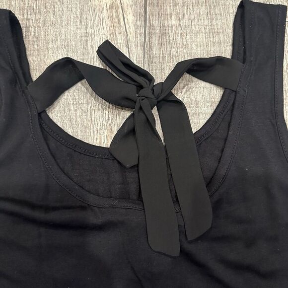 Forever 21 Womens Tank Top Size Small Black Sequin Sleeveless Top Open Tie Back - Picture 7 of 7